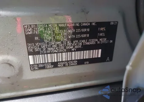 2021 Toyota Rav4 Trd Off-Road z USA, uszkodzony, nr VIN 2T3S1RFV5MW228428